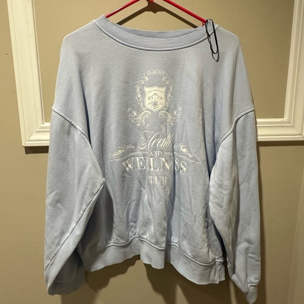 Divided‎ Blue Crewneck Sweater with Graphic Design